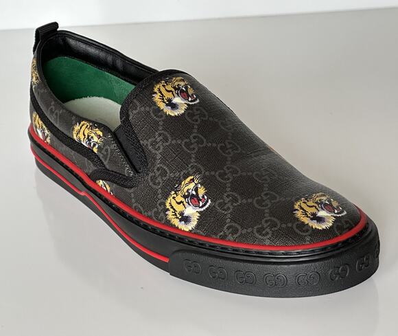 NIB Gucci Men\'s Low-top Tiger Black Canvas Sneakers 11.5 US (Gucci 11) 699971 IT main image 4